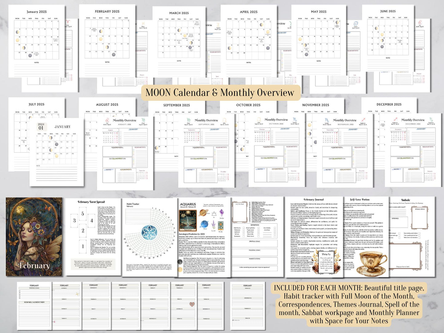 The Original 2025 Witches planner. Don't buy imitations. Monthly, Weekly, Daily, Moon Phases, Astrology, Habit Trackers & More! Printable