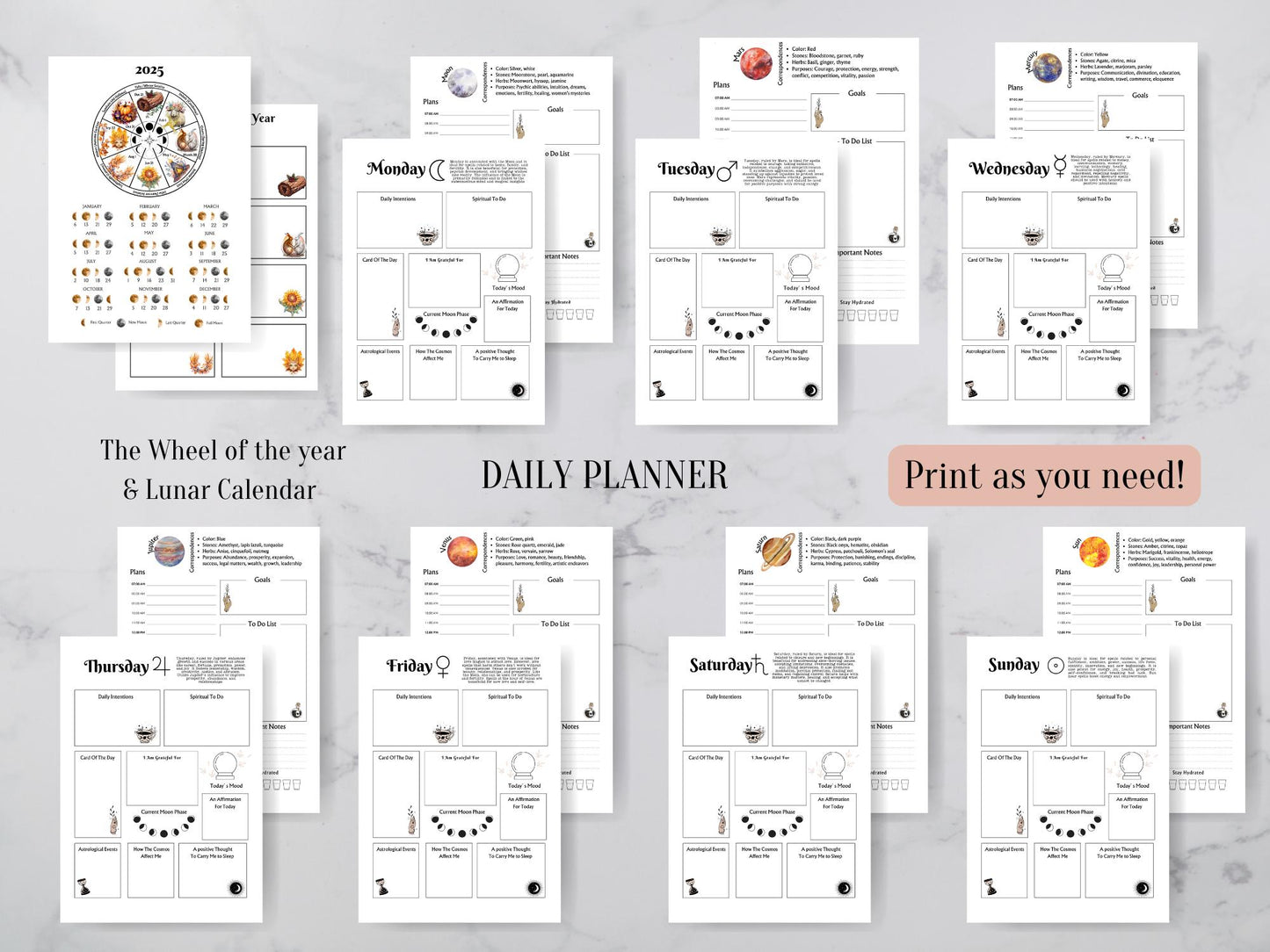 The Original 2025 Witches planner. Don't buy imitations. Monthly, Weekly, Daily, Moon Phases, Astrology, Habit Trackers & More! Printable