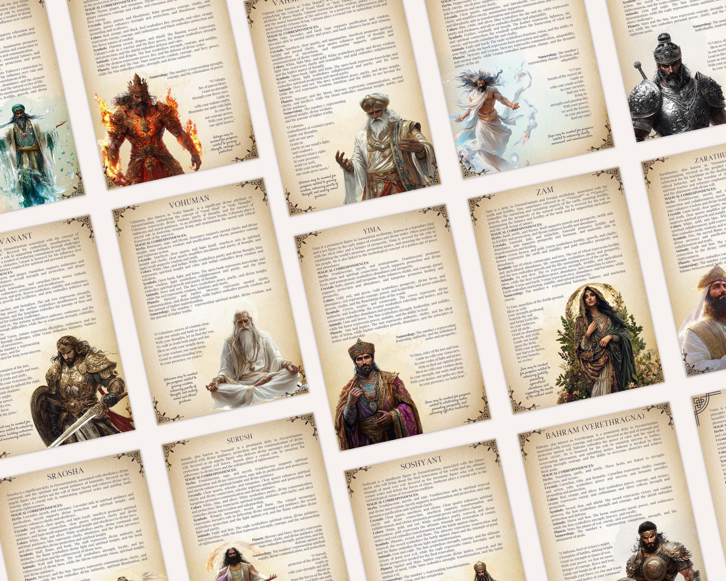 PERSIAN. Gods and Goddesses. 46 Beautiful pages for your grimoire or Book Of Shadows. Printable