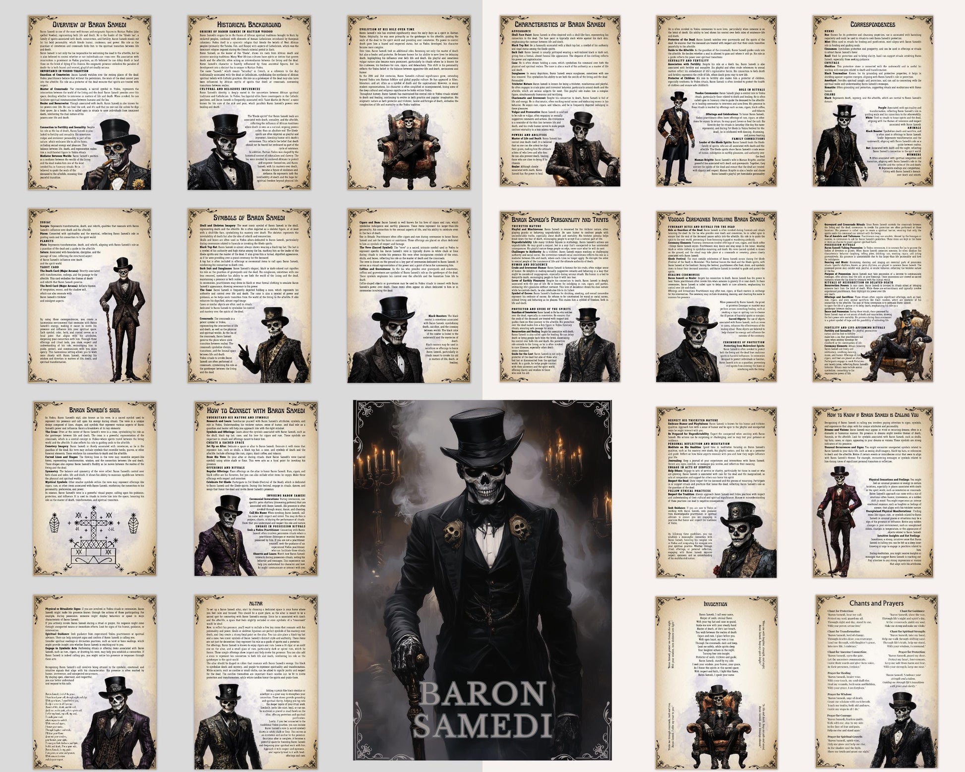 BARON SAMEDI. 21 Beautiful pages for your Grimoire or Book Of Shadows. Printable.