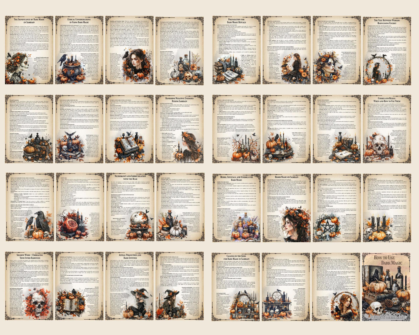 How to Use Dark Magic During Samhain. Beginner's Guide. 32 Beautiful pages for your Grimoire.