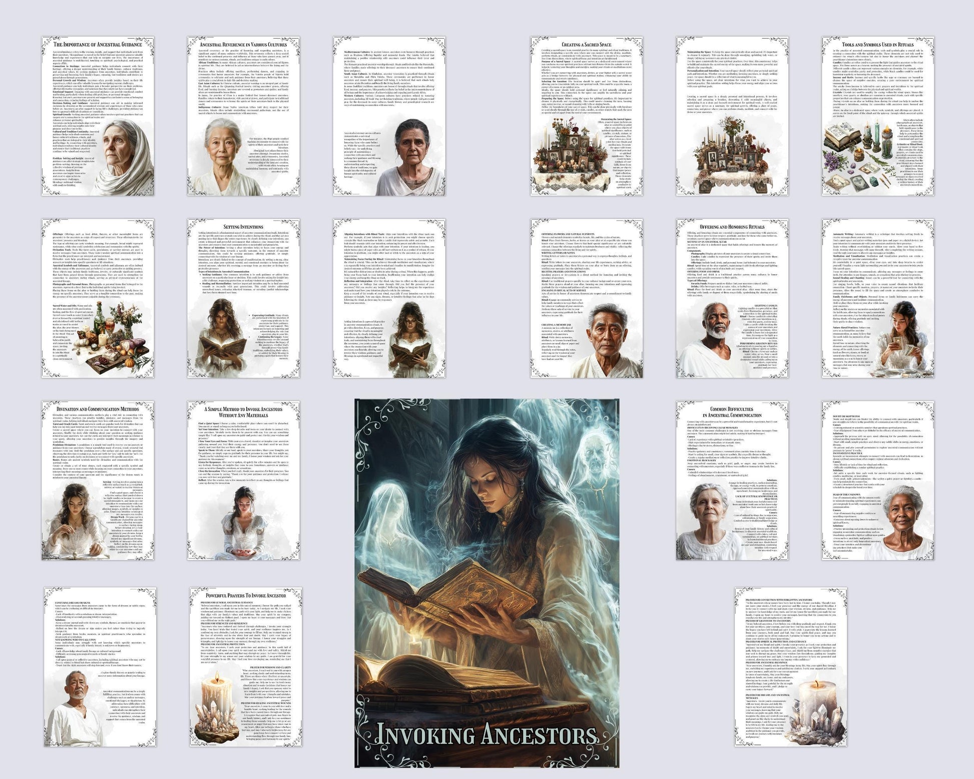 INVOKING ANCESTORS. Basic guide. Beautiful pages for your Grimoire or Book Of Shadows. Printable.