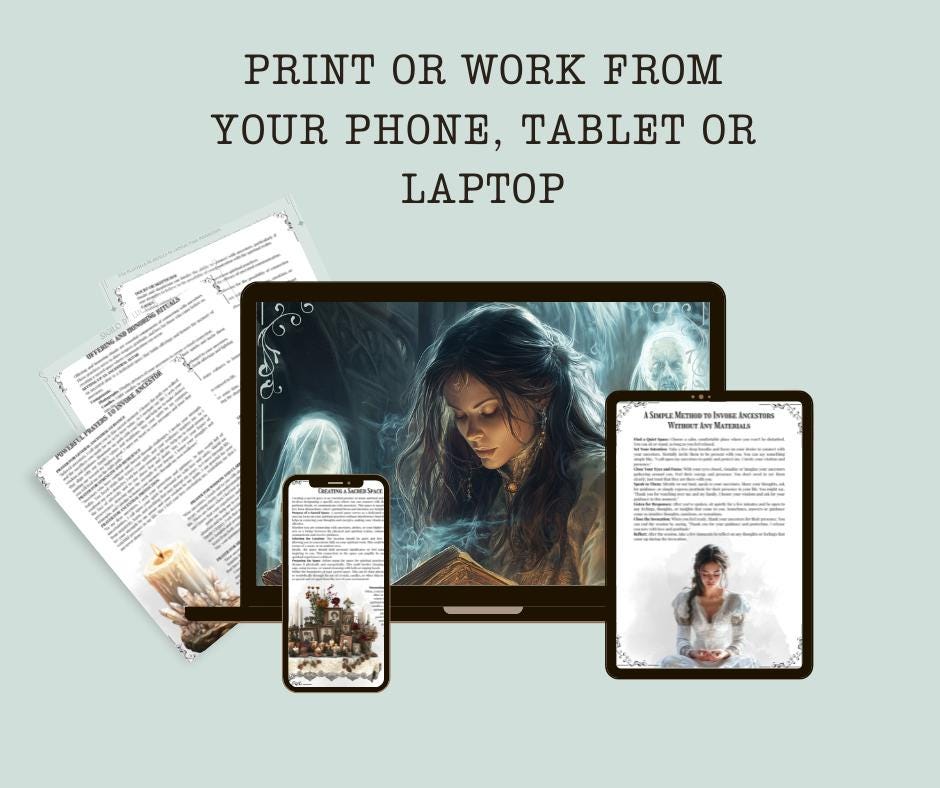 INVOKING ANCESTORS. Basic guide. Beautiful pages for your Grimoire or Book Of Shadows. Printable.