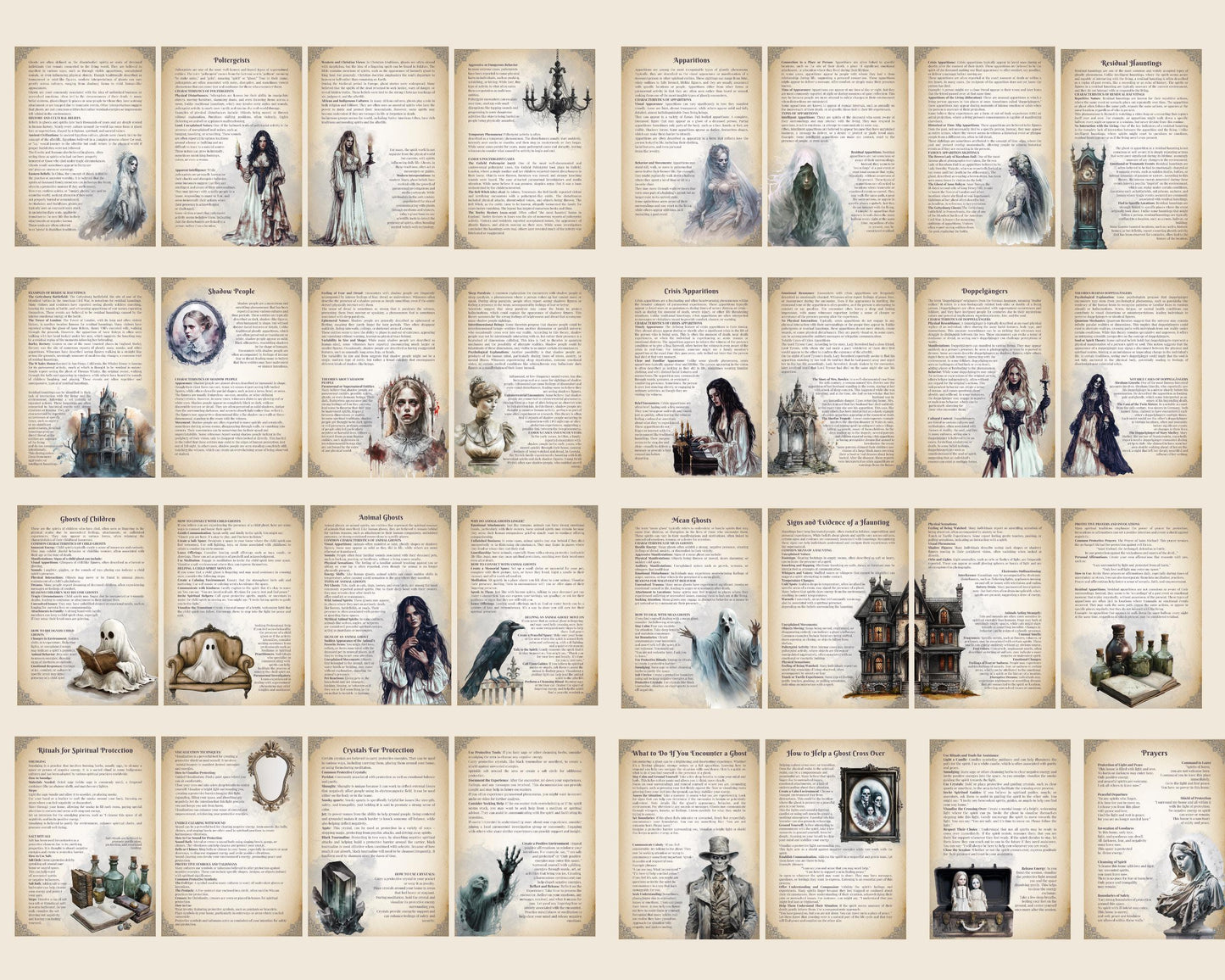 Ghosts. Beginners guide. 33 Beautiful pages for you Grimoire or Book Of Shadows. Printable