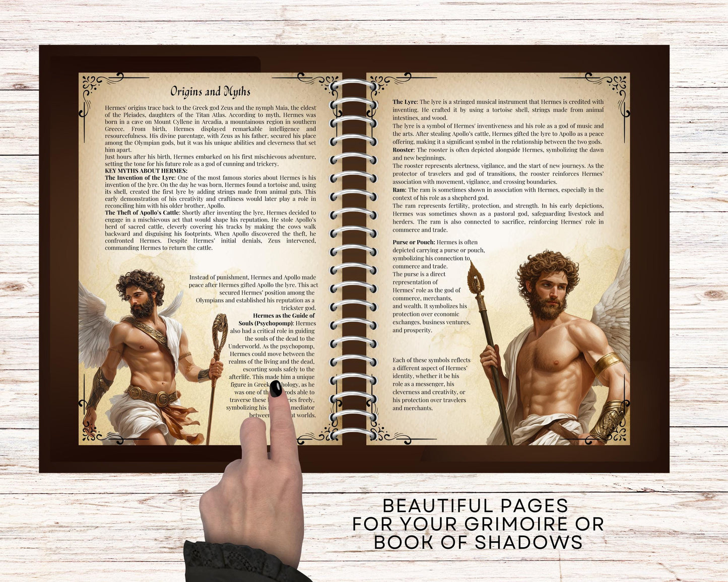 HERMES. Beautiful pages for your Grimoire or Book Of Shadows. Printable.