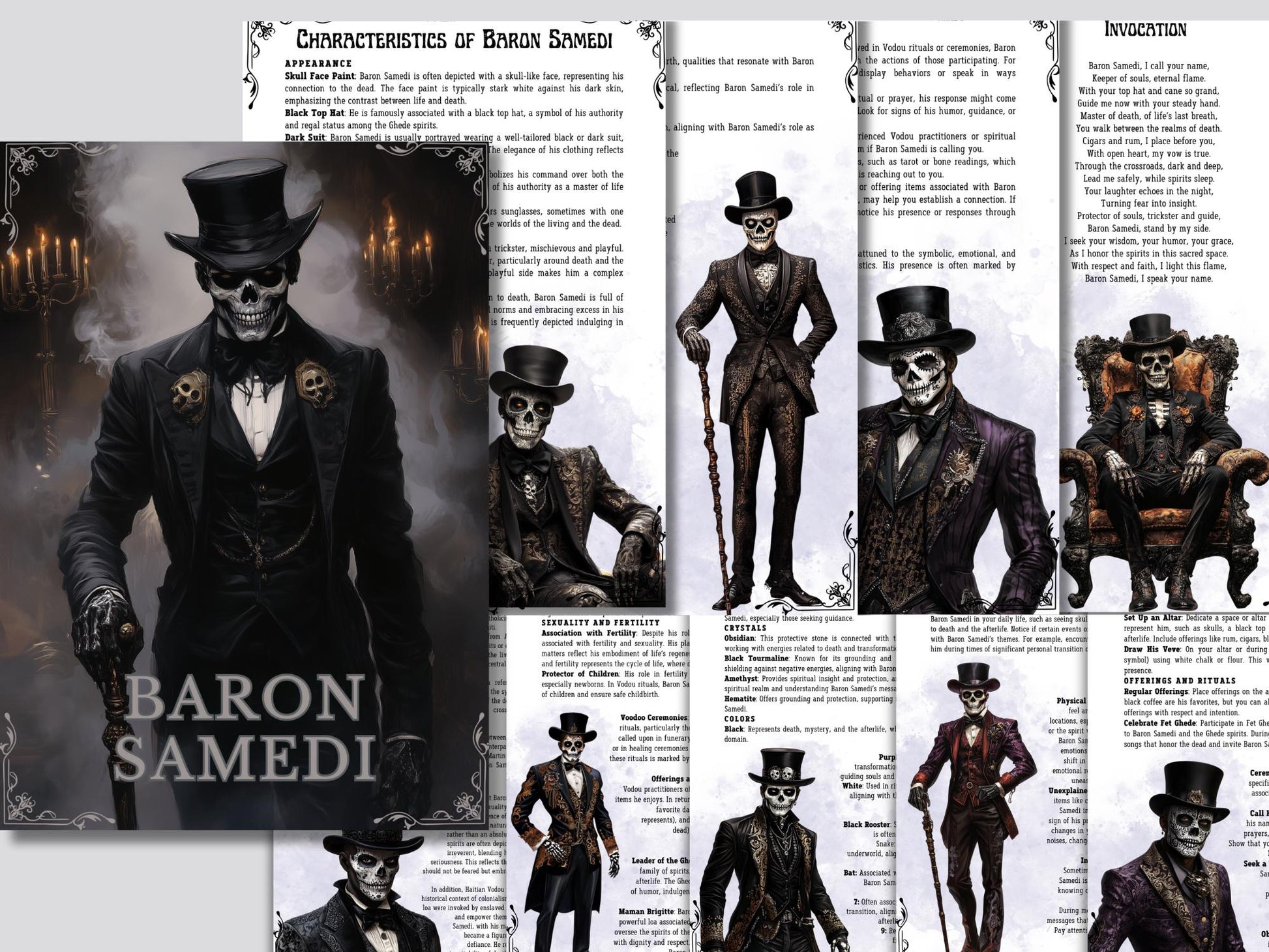 BARON SAMEDI. 21 Beautiful pages for your Grimoire or Book Of Shadows. Printable.