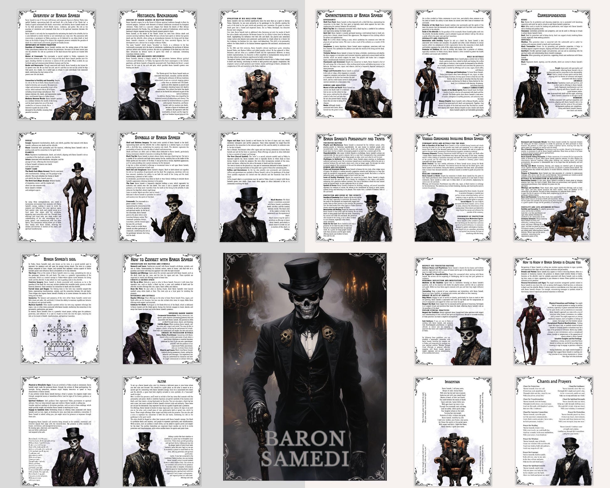 BARON SAMEDI. 21 Beautiful pages for your Grimoire or Book Of Shadows. Printable.