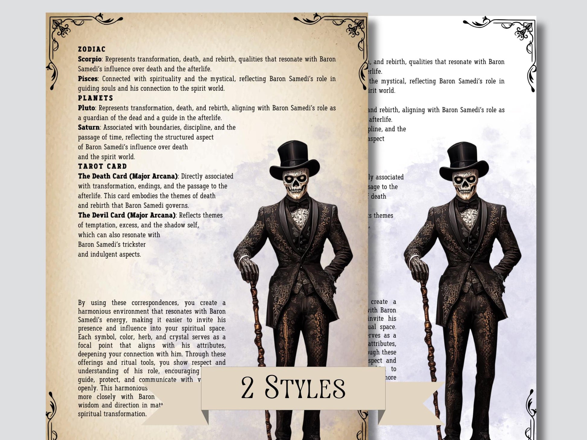 BARON SAMEDI. 21 Beautiful pages for your Grimoire or Book Of Shadows. Printable.