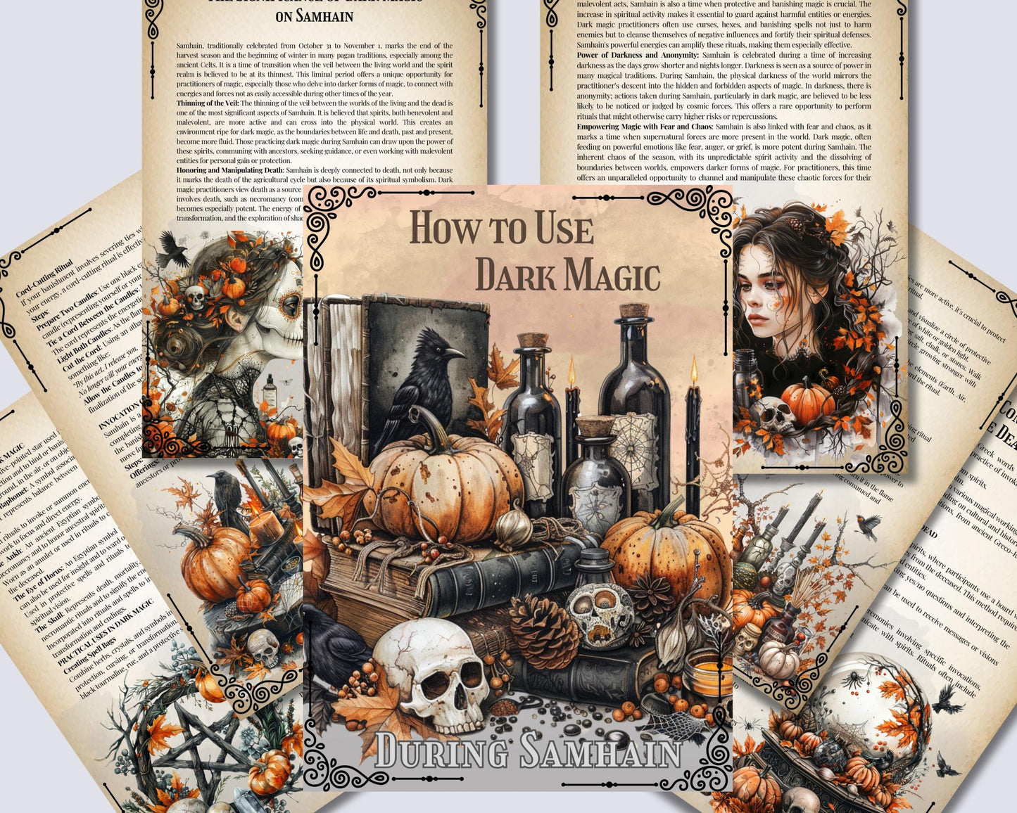 How to Use Dark Magic During Samhain. Beginner's Guide. 32 Beautiful pages for your Grimoire.
