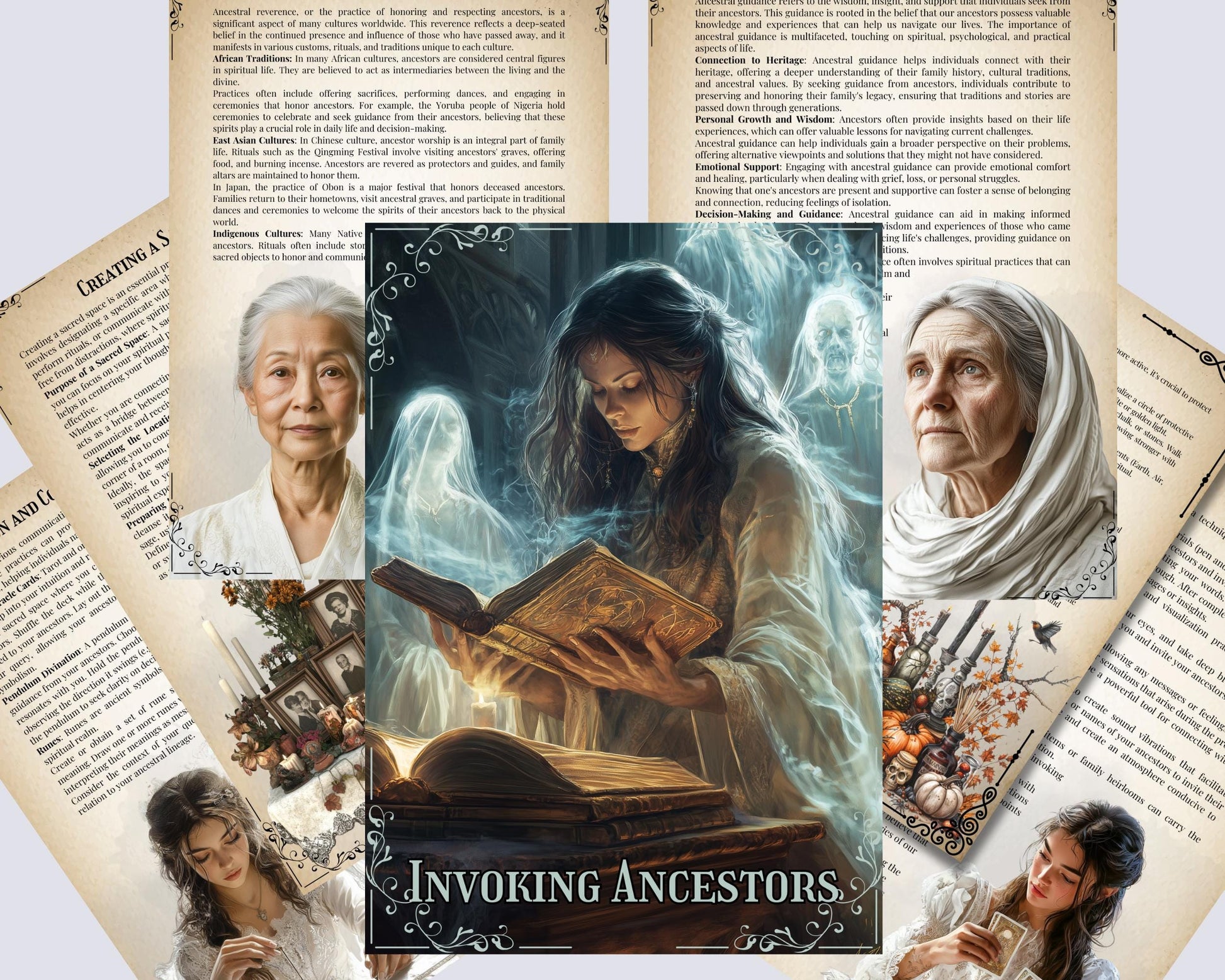 INVOKING ANCESTORS. Basic guide. Beautiful pages for your Grimoire or Book Of Shadows. Printable.