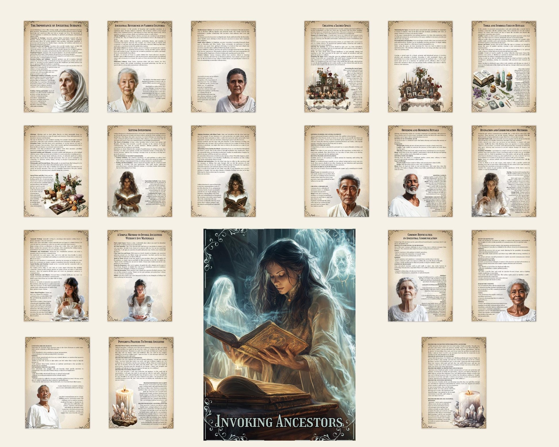 INVOKING ANCESTORS. Basic guide. Beautiful pages for your Grimoire or Book Of Shadows. Printable.