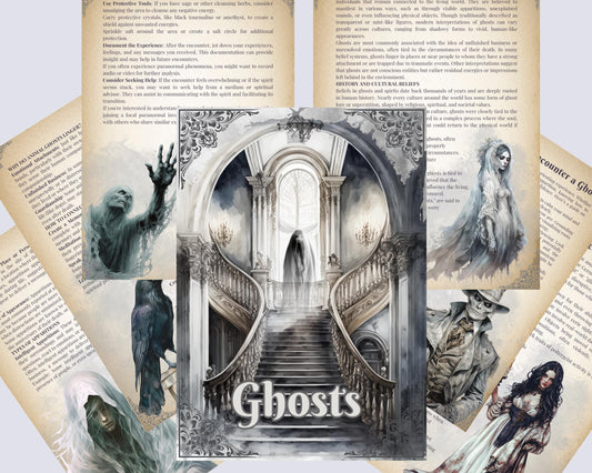 Ghosts. Beginners guide. 33 Beautiful pages for you Grimoire or Book Of Shadows. Printable