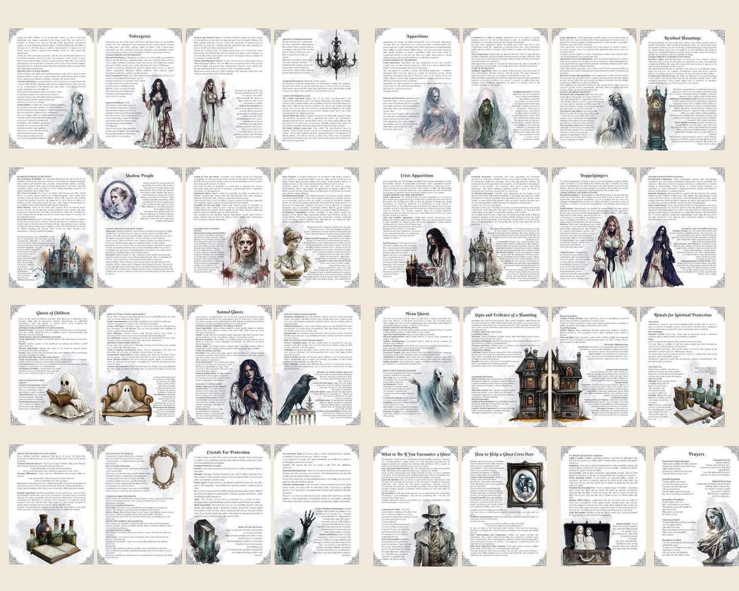 Ghosts. Beginners guide. 33 Beautiful pages for you Grimoire or Book Of Shadows. Printable
