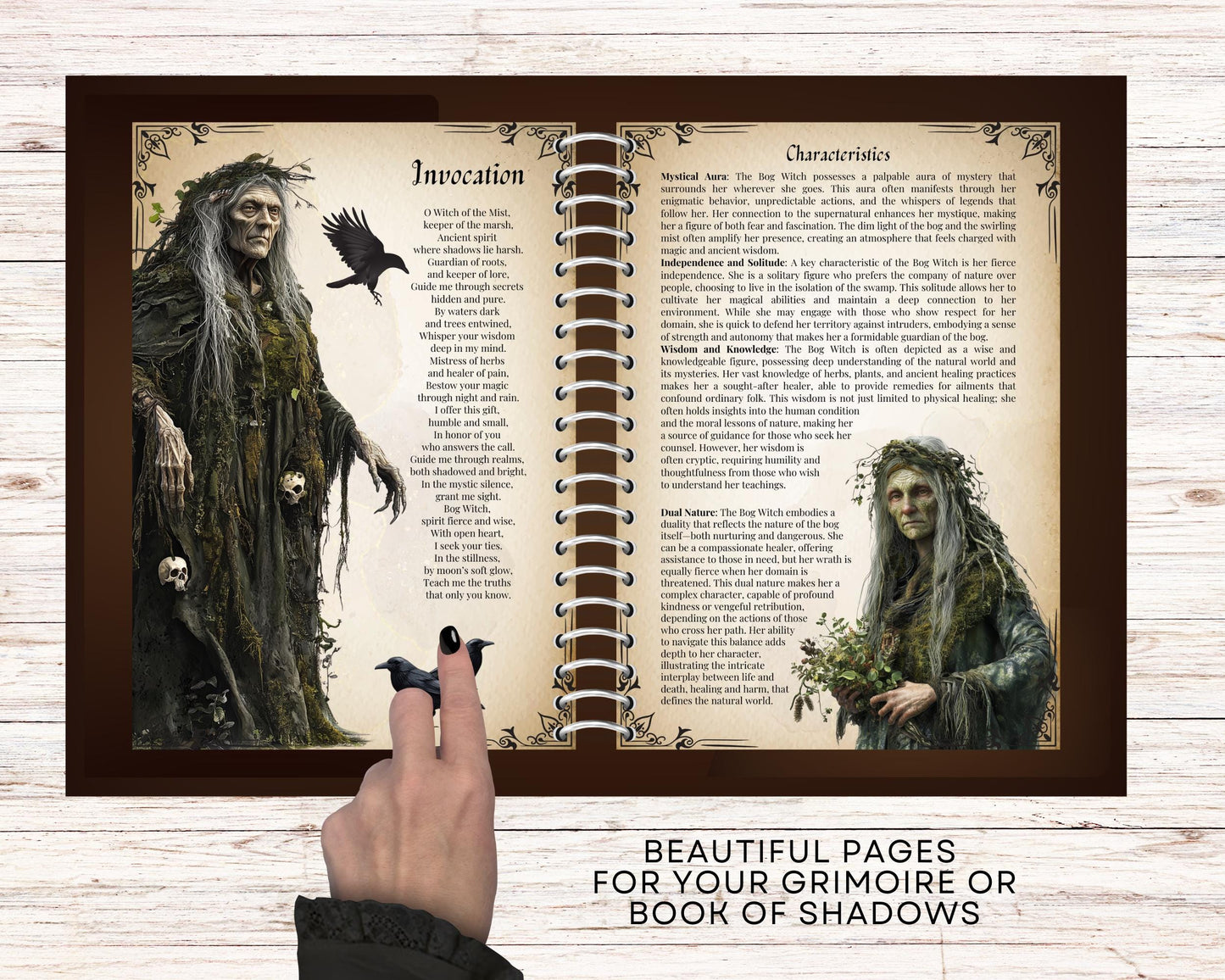 The Bog Witch. Beautiful pages for your Grimoire or Book of Shadows. Printable.