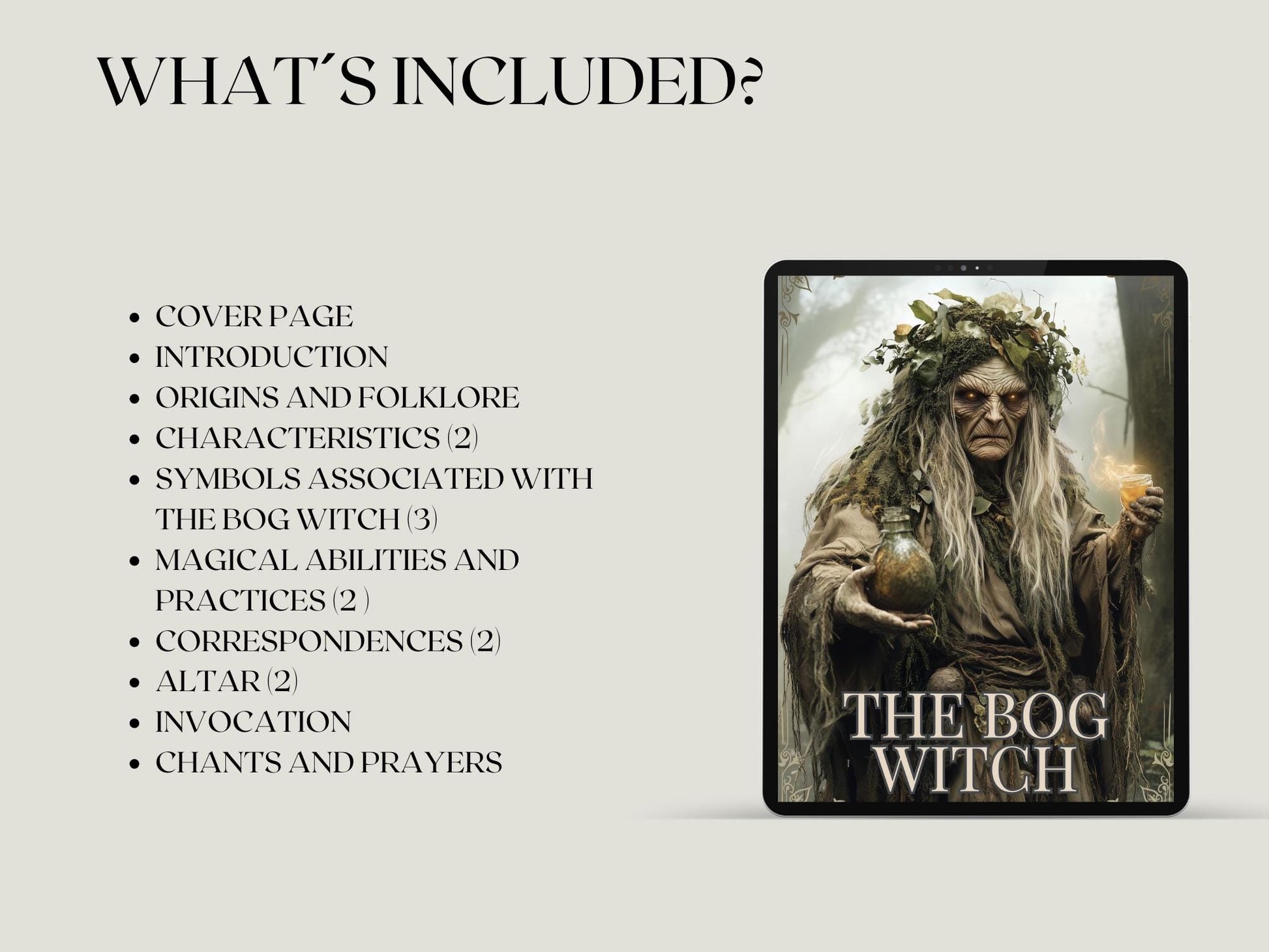 The Bog Witch. Beautiful pages for your Grimoire or Book of Shadows. Printable.