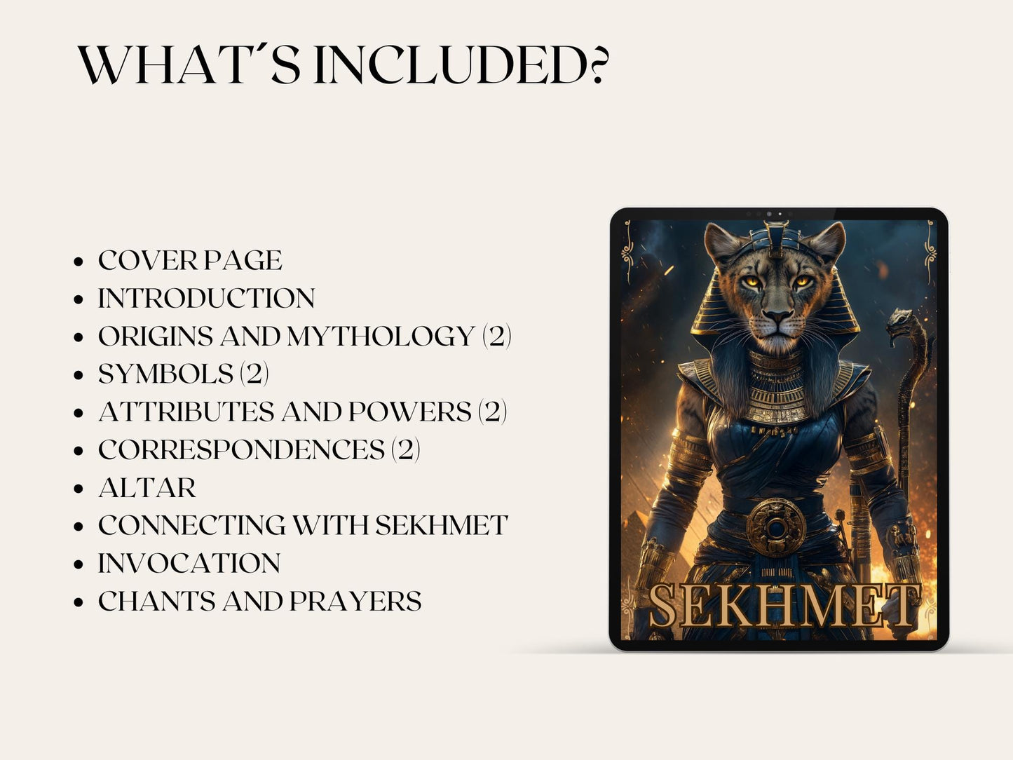 Sekhmet. Warrior goddess of destruction, healing, and war. Beautiful pages for your Grimoire or Book Of Shadows. Printable.