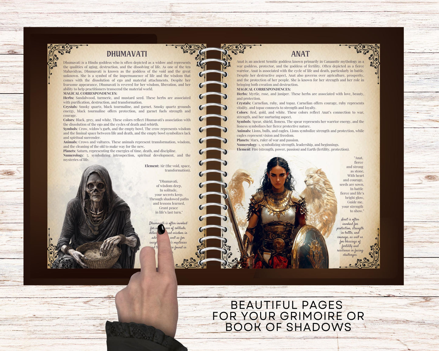 Dark Goddesses. Beautiful pages for your Grimoire or Book Of Shadows. Printable.