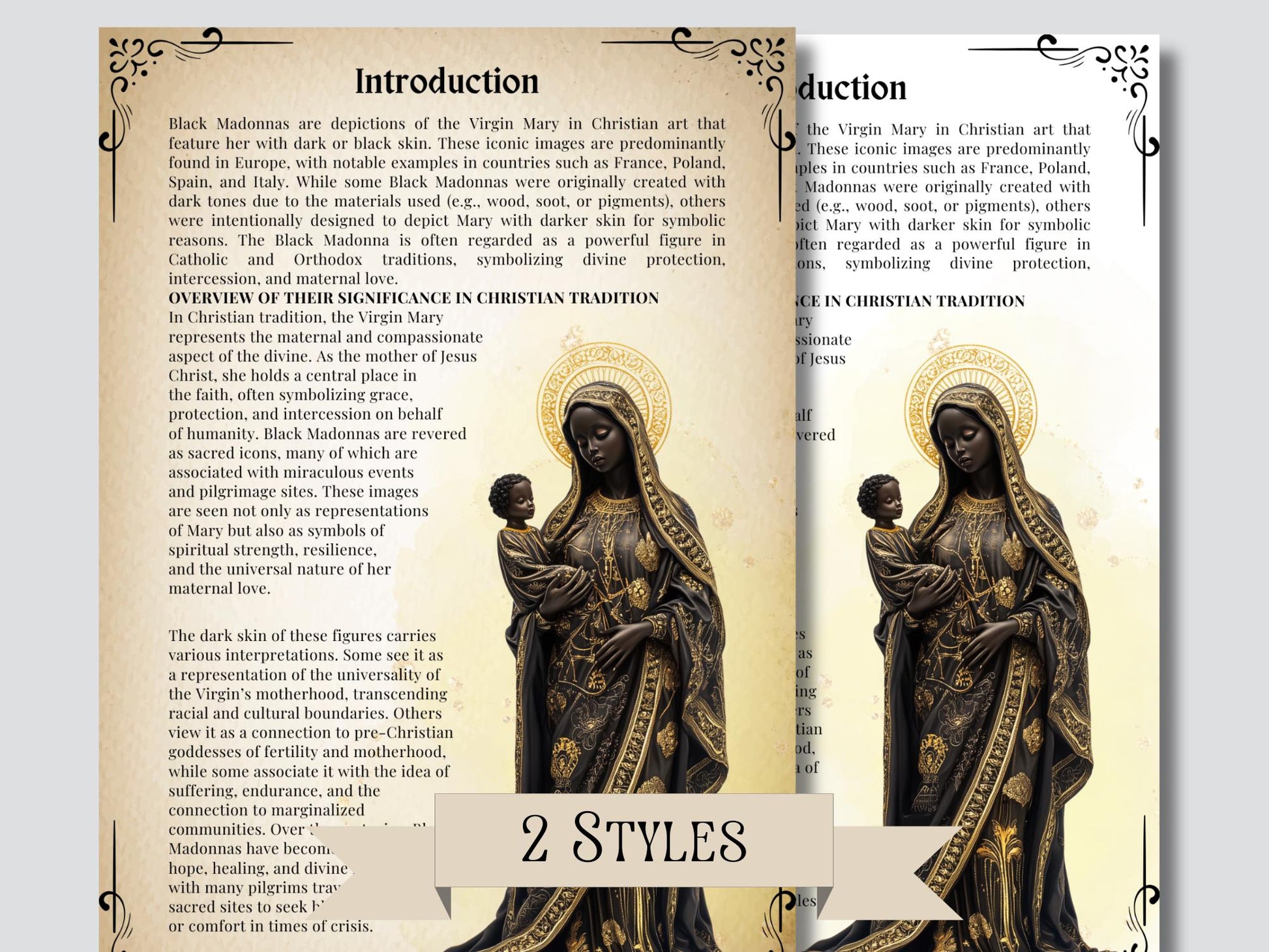 Black Madonnas. Beautiful pages for your Grimoire or Book Of Shadows. Printable.