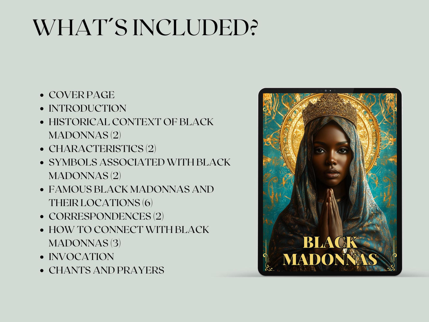Black Madonnas. Beautiful pages for your Grimoire or Book Of Shadows. Printable.