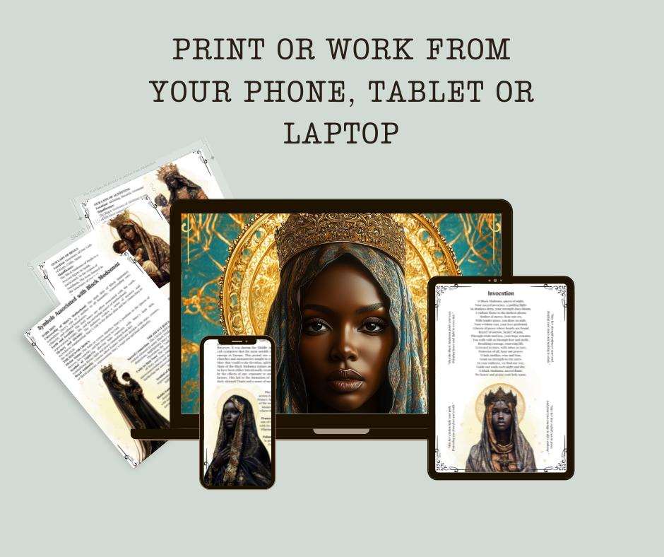 Black Madonnas. Beautiful pages for your Grimoire or Book Of Shadows. Printable.