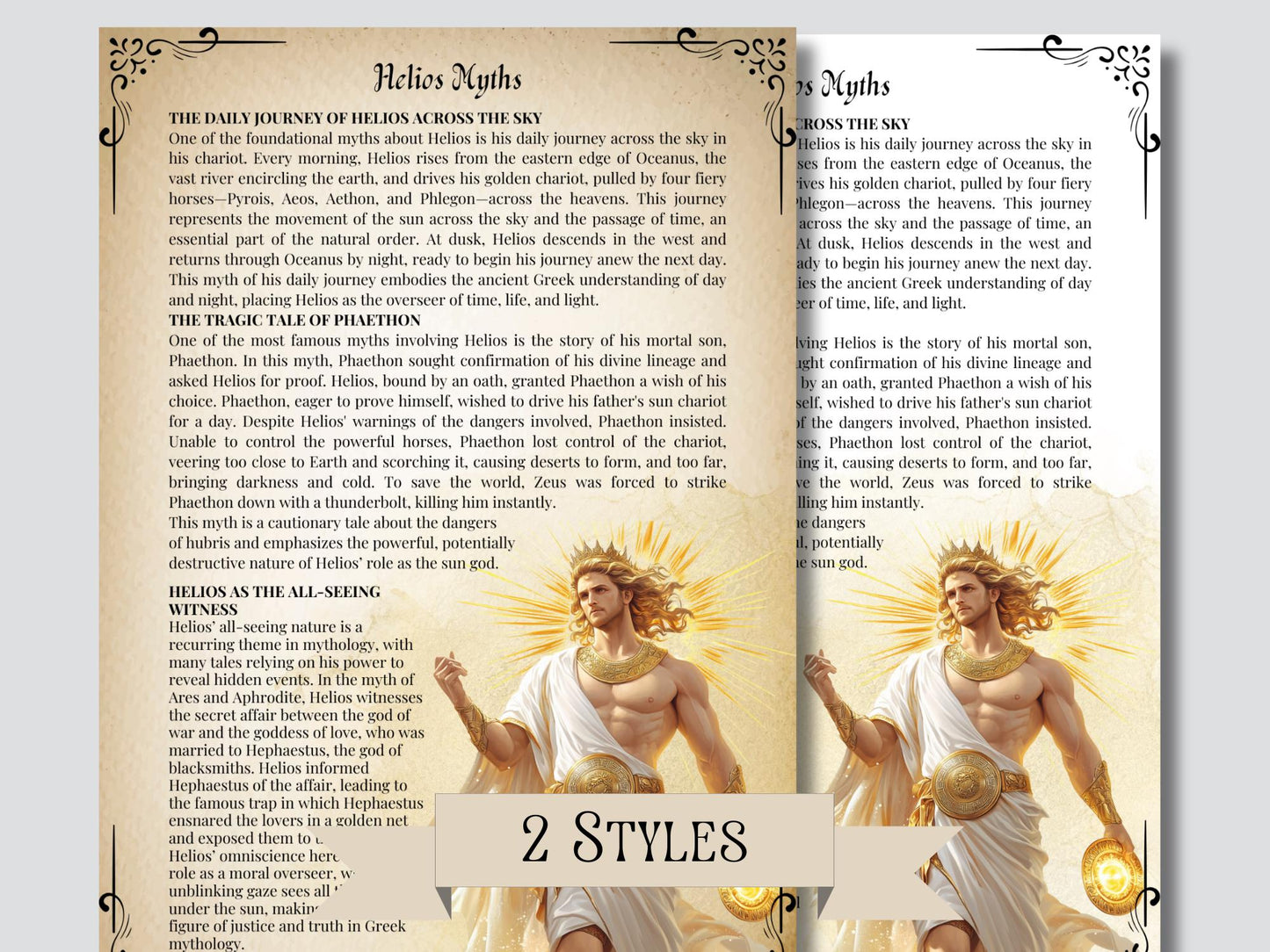 Helios. Beautiful pages for your Grimoire or Book of shadows. Printable.