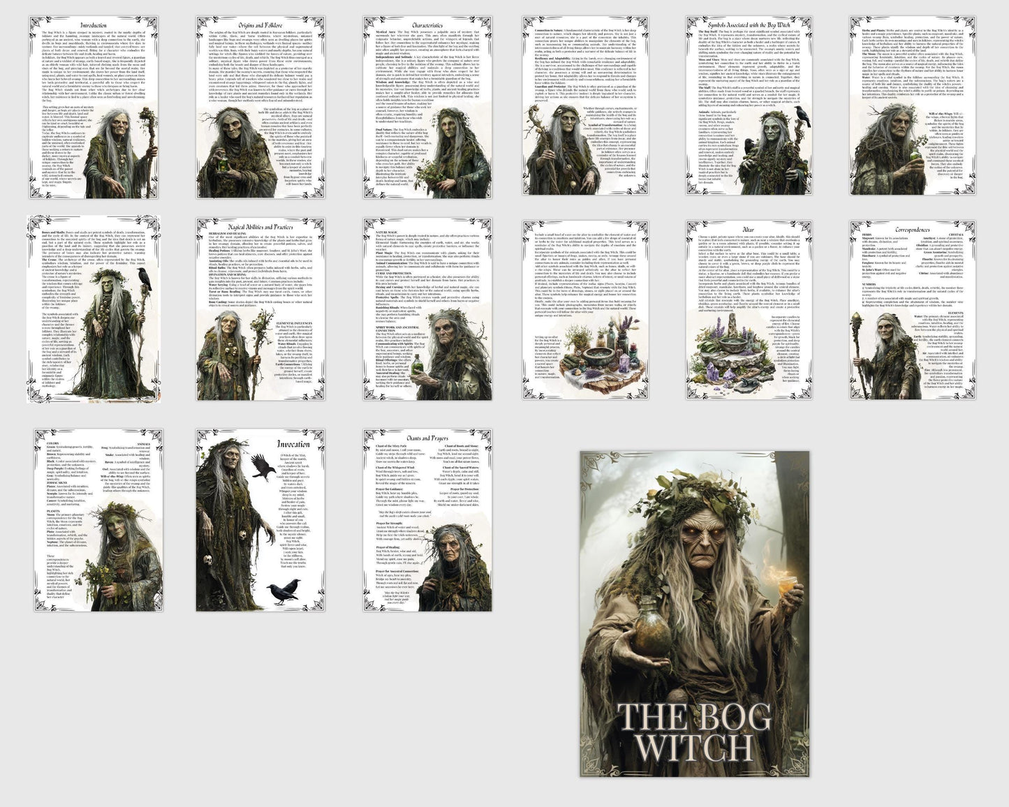 The Bog Witch. Beautiful pages for your Grimoire or Book of Shadows. Printable.
