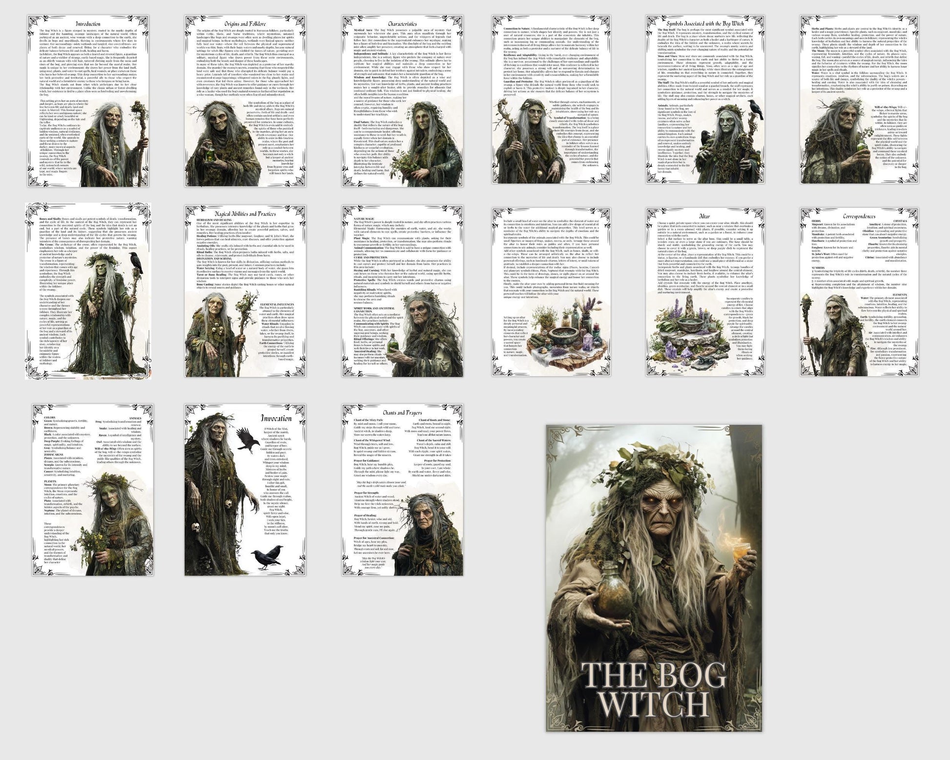 The Bog Witch. Beautiful pages for your Grimoire or Book of Shadows. Printable.