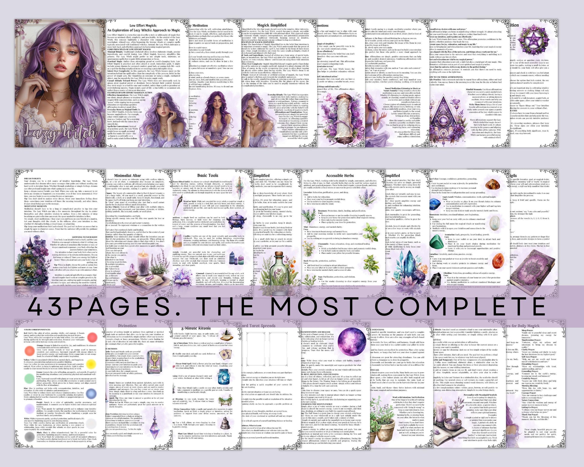 Lazy Wich Bundle.The most complete. Guide to Low-Effort Witchcraft, easy Spells, Rituals, Affirmations, Journal Prompts, and More! Printable