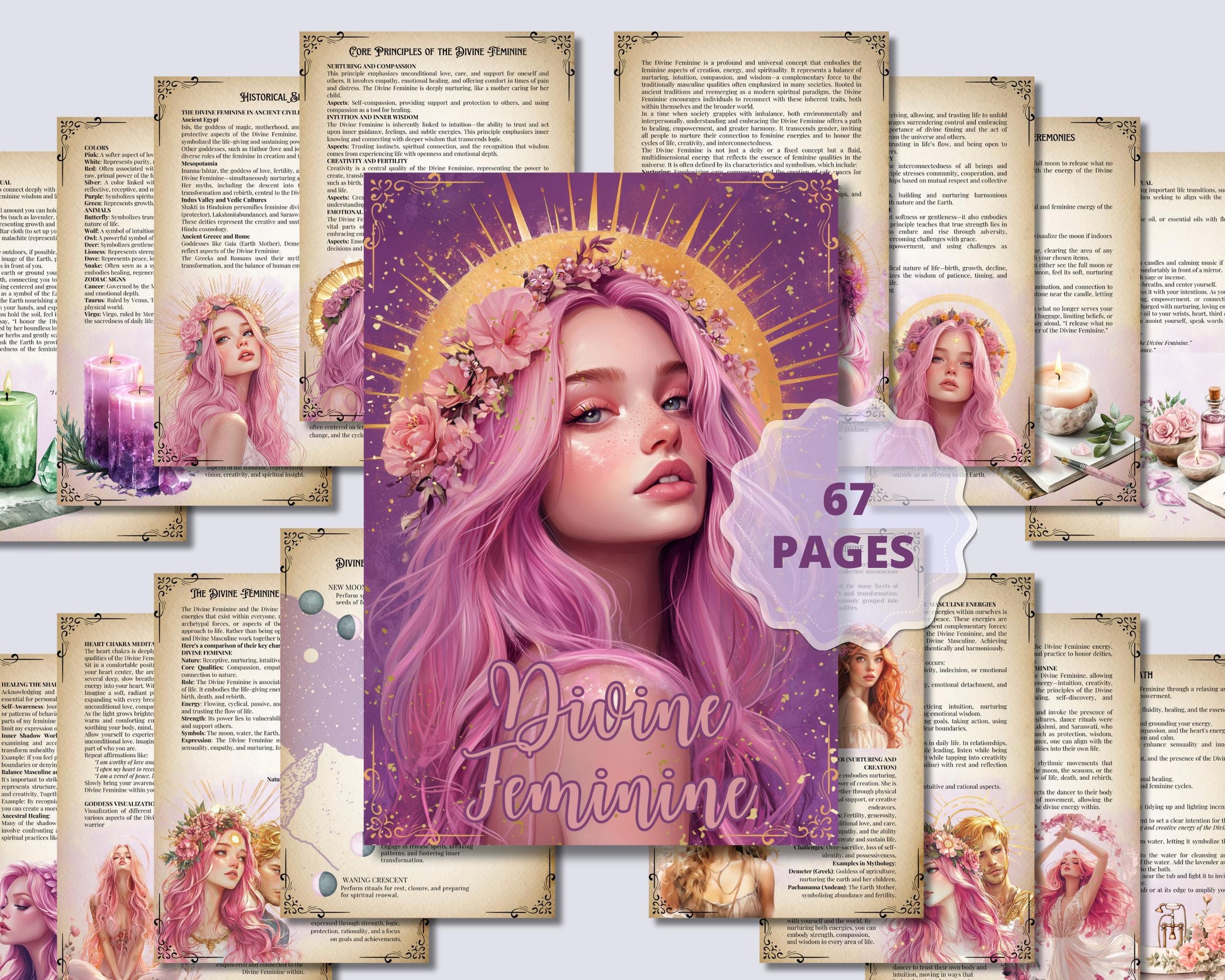 Divine Feminine Bundle. Rituals, Correspondences, Sacred Dance, Affirmations, Meditation, Shadow aspects prompts, and More! - Printable