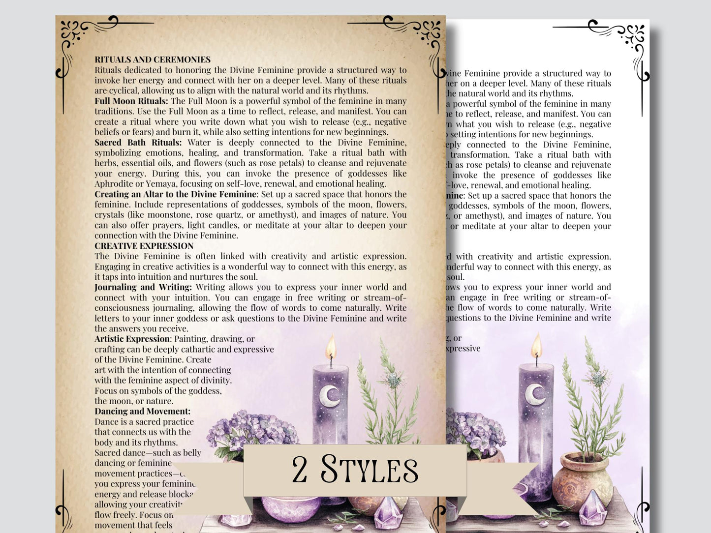 Divine Feminine Bundle. Rituals, Correspondences, Sacred Dance, Affirmations, Meditation, Shadow aspects prompts, and More! - Printable