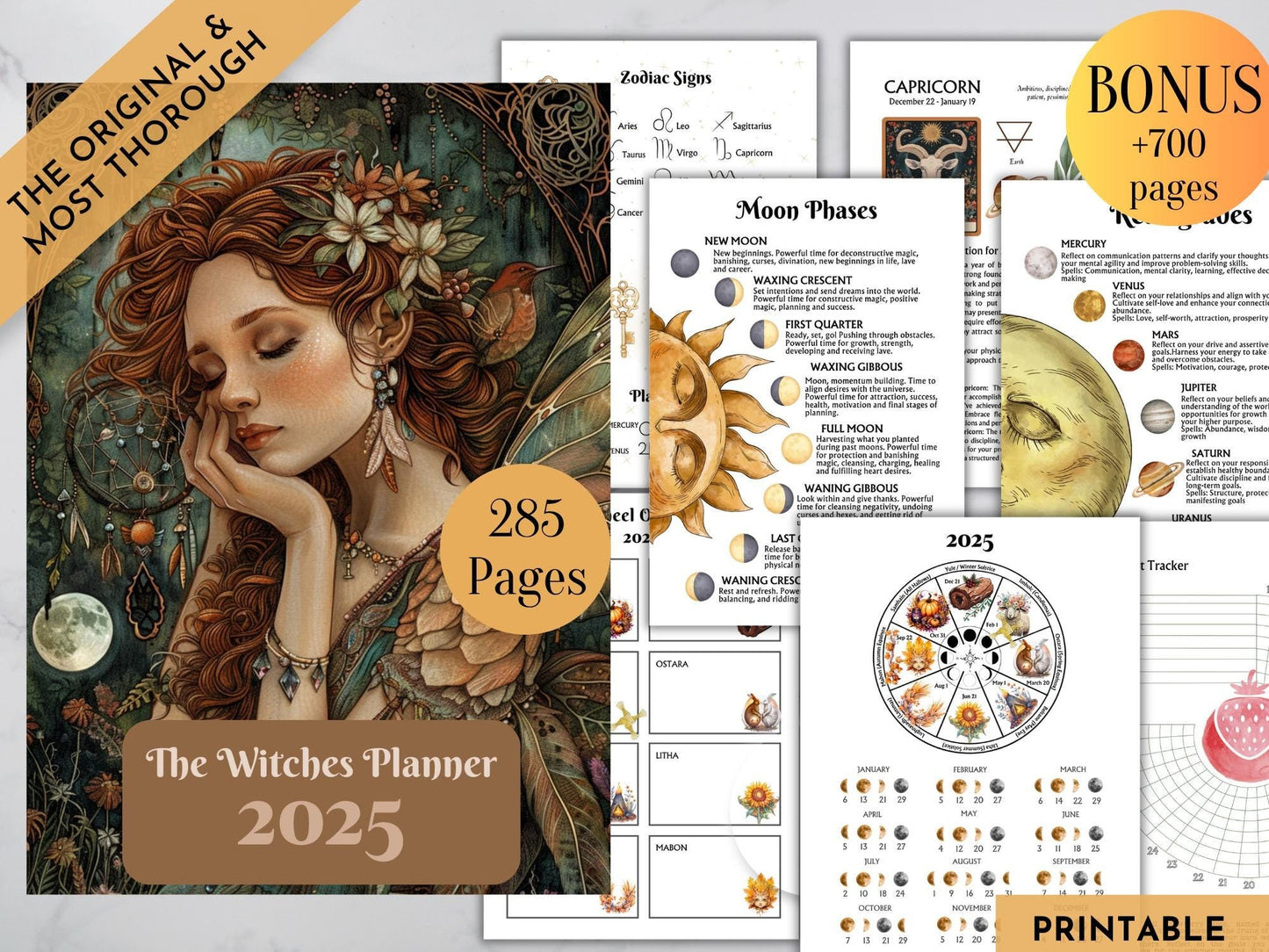 The Original 2025 Witches planner. Don't buy imitations. Monthly, Weekly, Daily, Moon Phases, Astrology, Habit Trackers & More! Printable