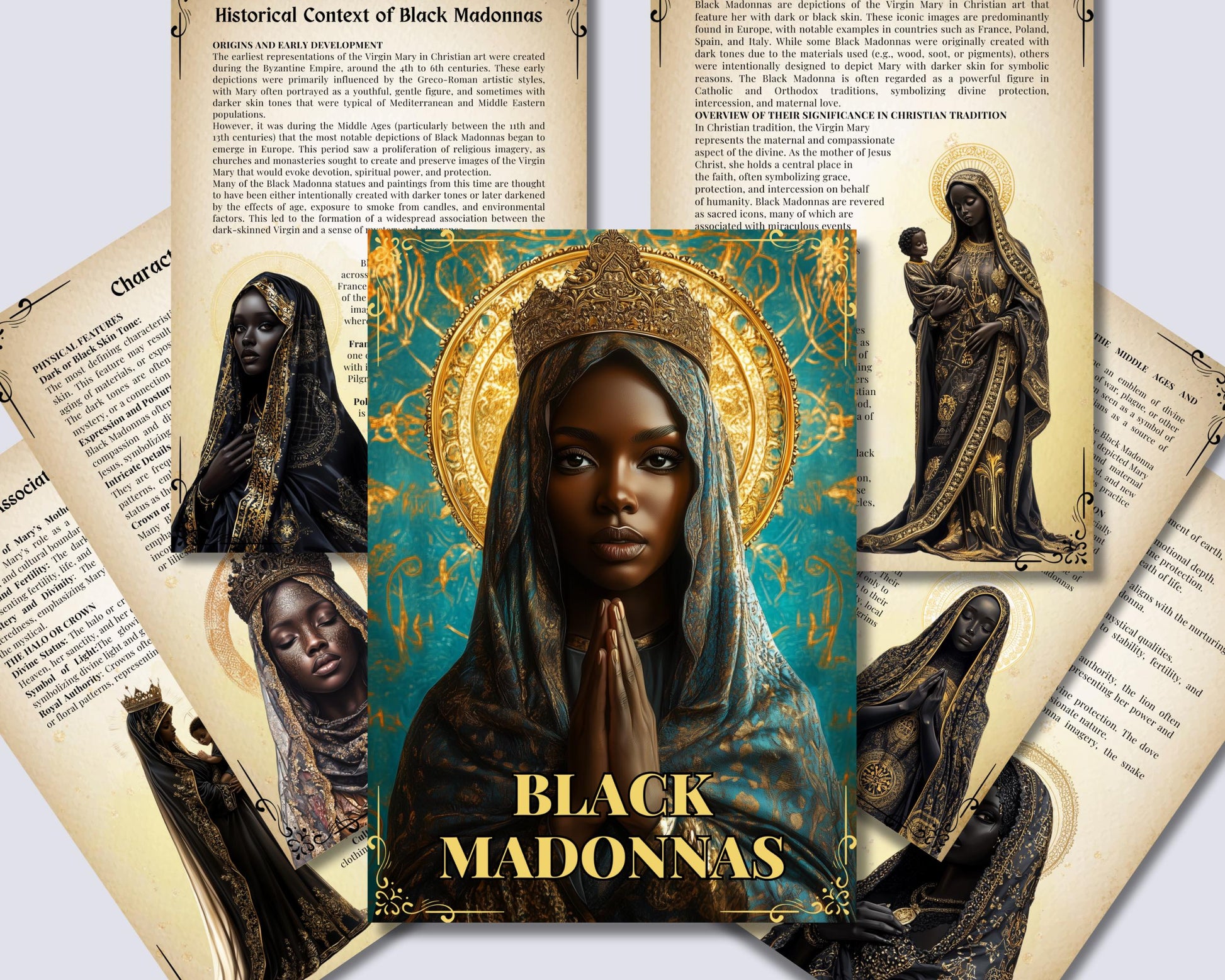 Black Madonnas. Beautiful pages for your Grimoire or Book Of Shadows. Printable.