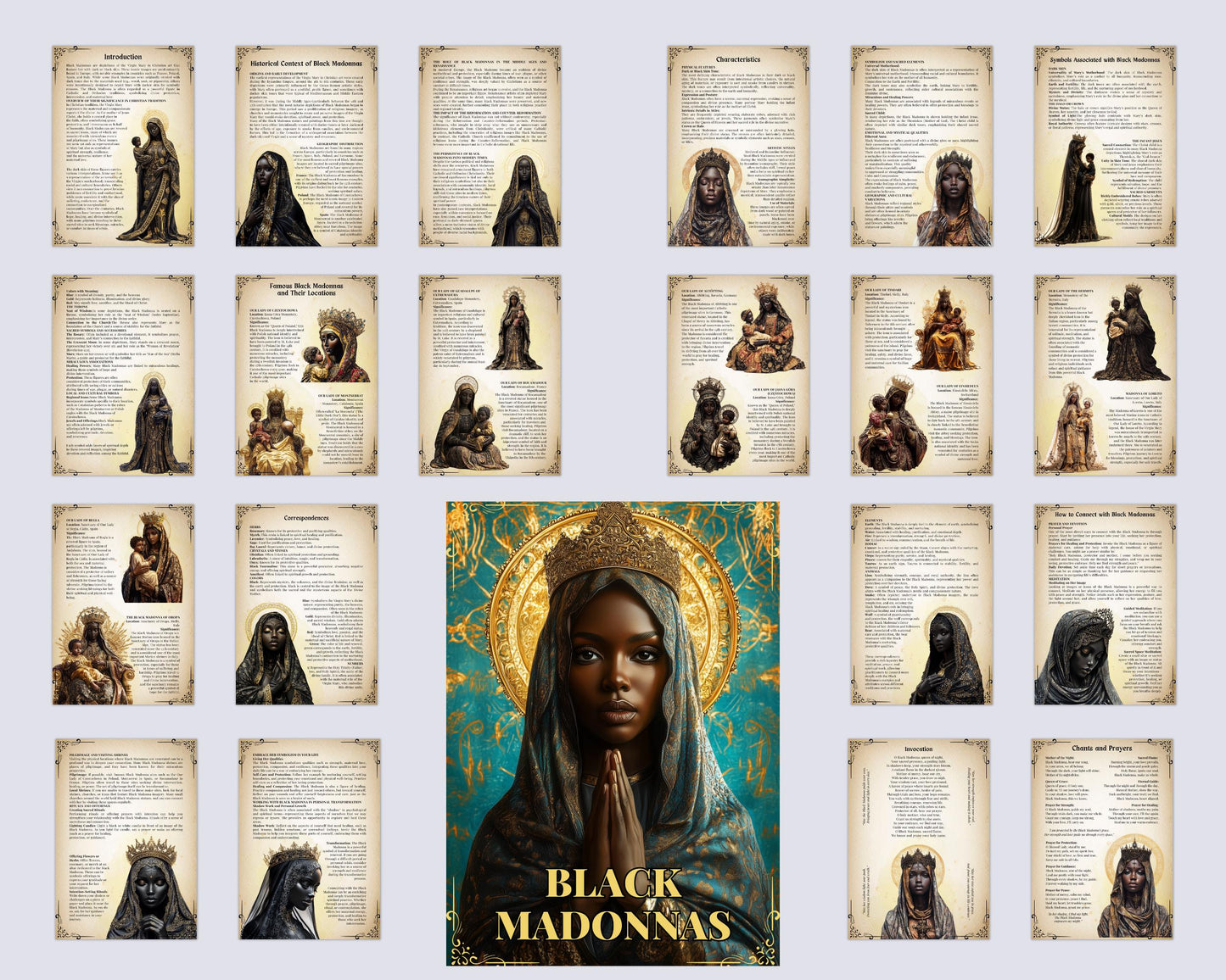 Black Madonnas. Beautiful pages for your Grimoire or Book Of Shadows. Printable.