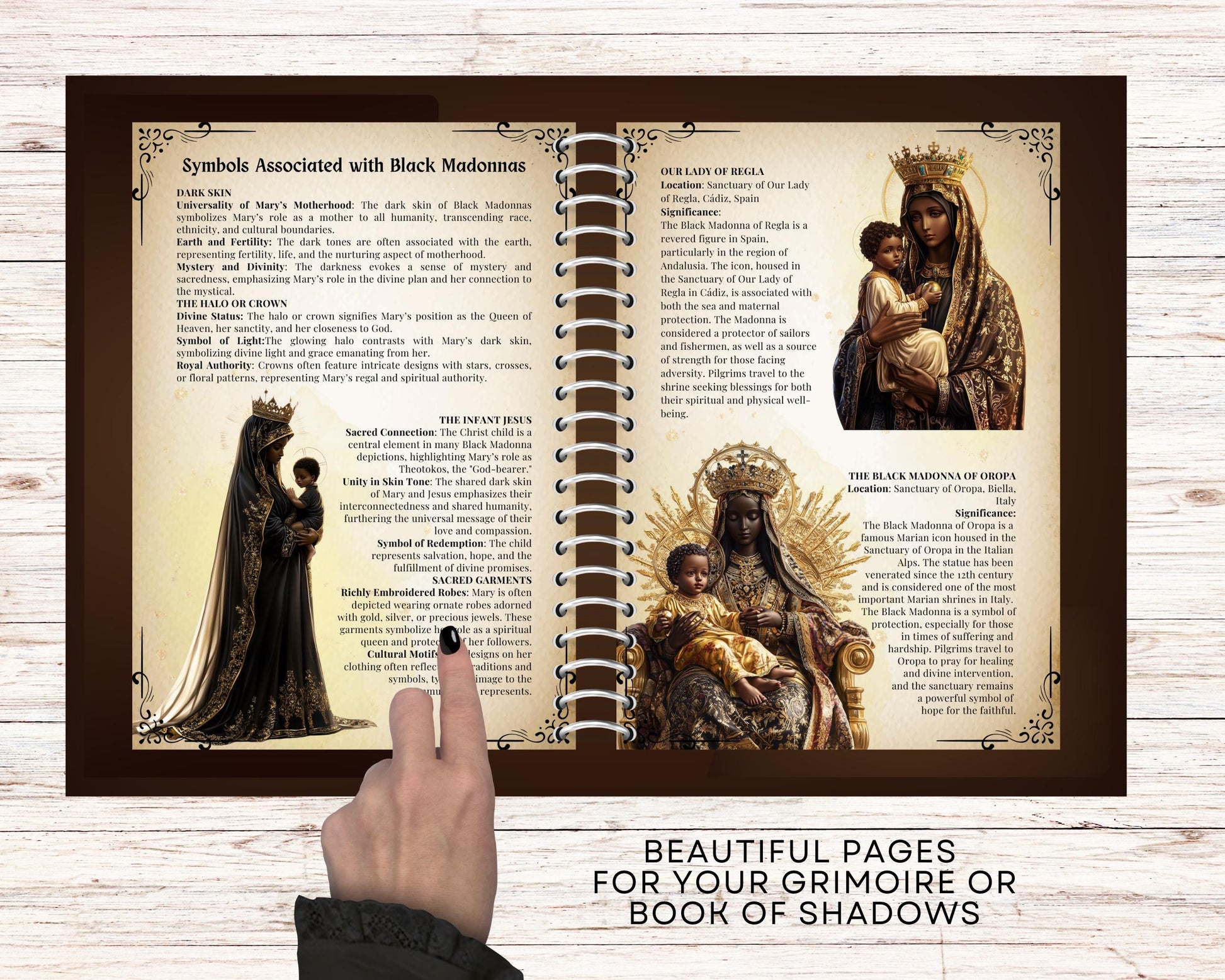 Black Madonnas. Beautiful pages for your Grimoire or Book Of Shadows. Printable.