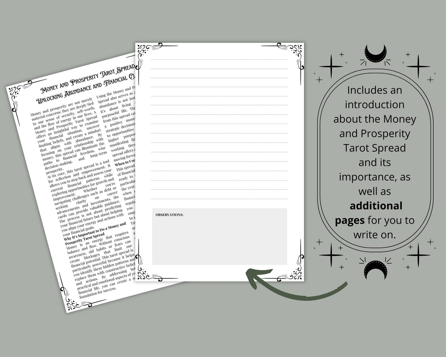 Money and Prosperity Tarot Spreads Journal. 20 Tarot Spreads to unlock your financial potential. Printable