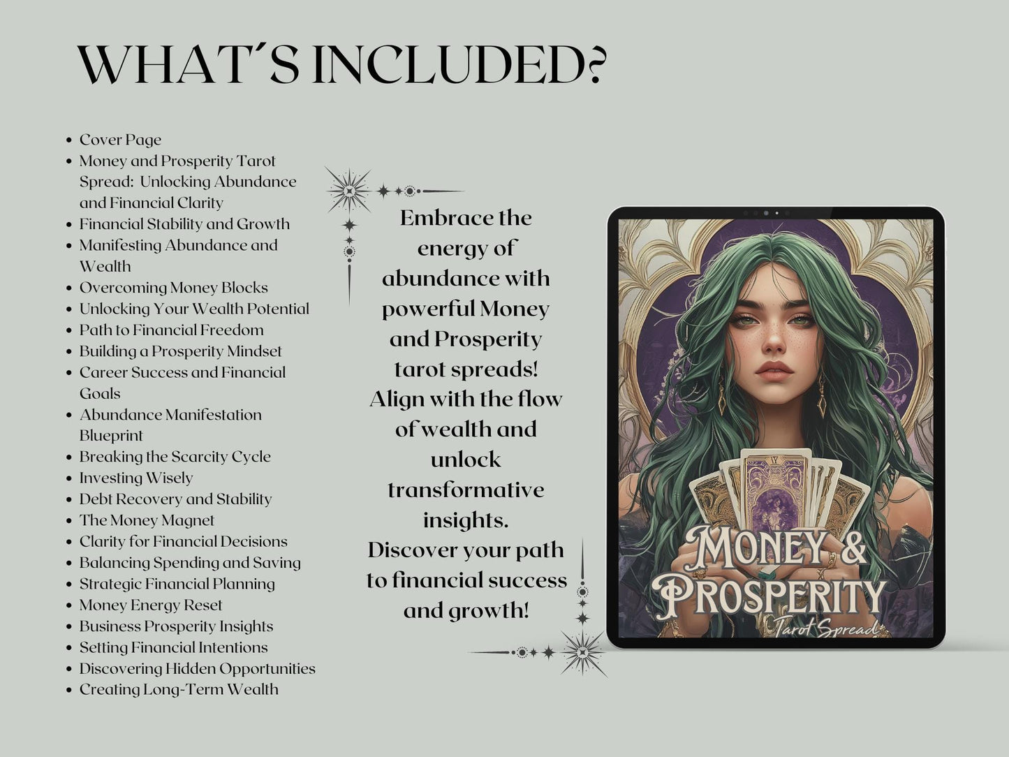 Money and Prosperity Tarot Spreads Journal. 20 Tarot Spreads to unlock your financial potential. Printable