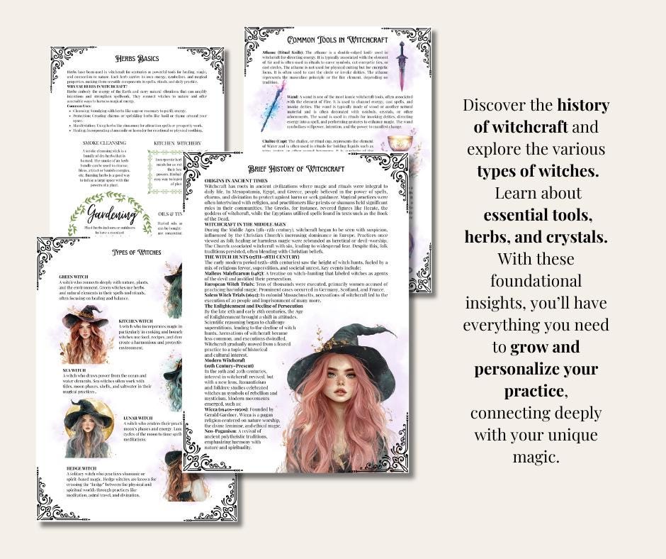 Baby Witch Bundle. Basics of Witchcraft. The most complete. Energy Work, Deities, Cleansing, Altars, Spells, and More! - Printable Pages