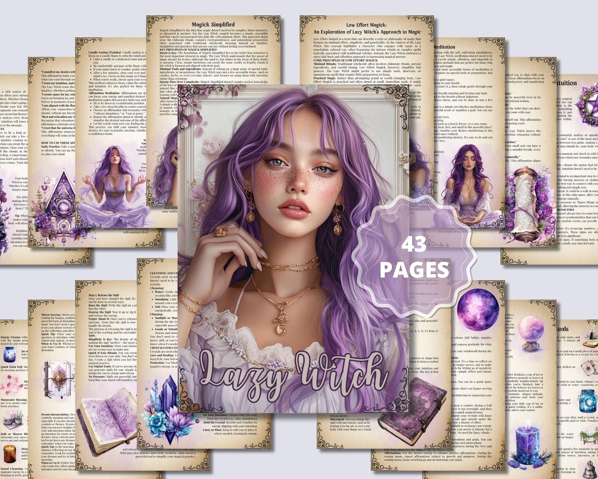 Lazy Wich Bundle.The most complete. Guide to Low-Effort Witchcraft, easy Spells, Rituals, Affirmations, Journal Prompts, and More! Printable