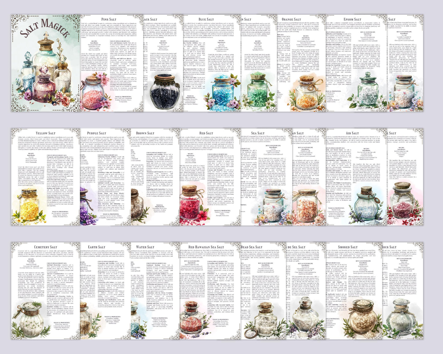 SALT MAGICK. Witch Salt recipes. Basic Guide. The most complete. Printable