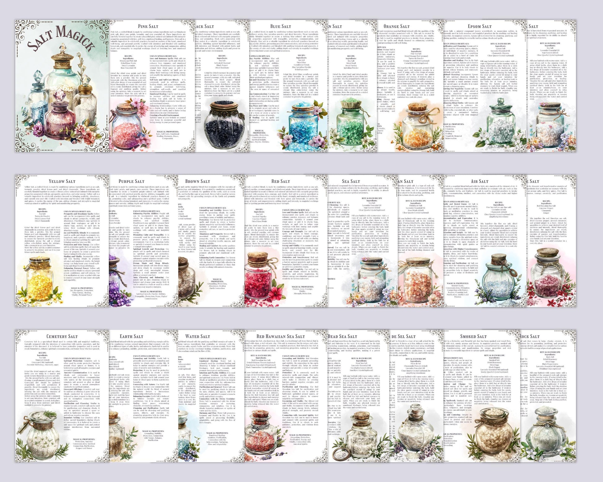 SALT MAGICK. Witch Salt recipes. Basic Guide. The most complete. Printable