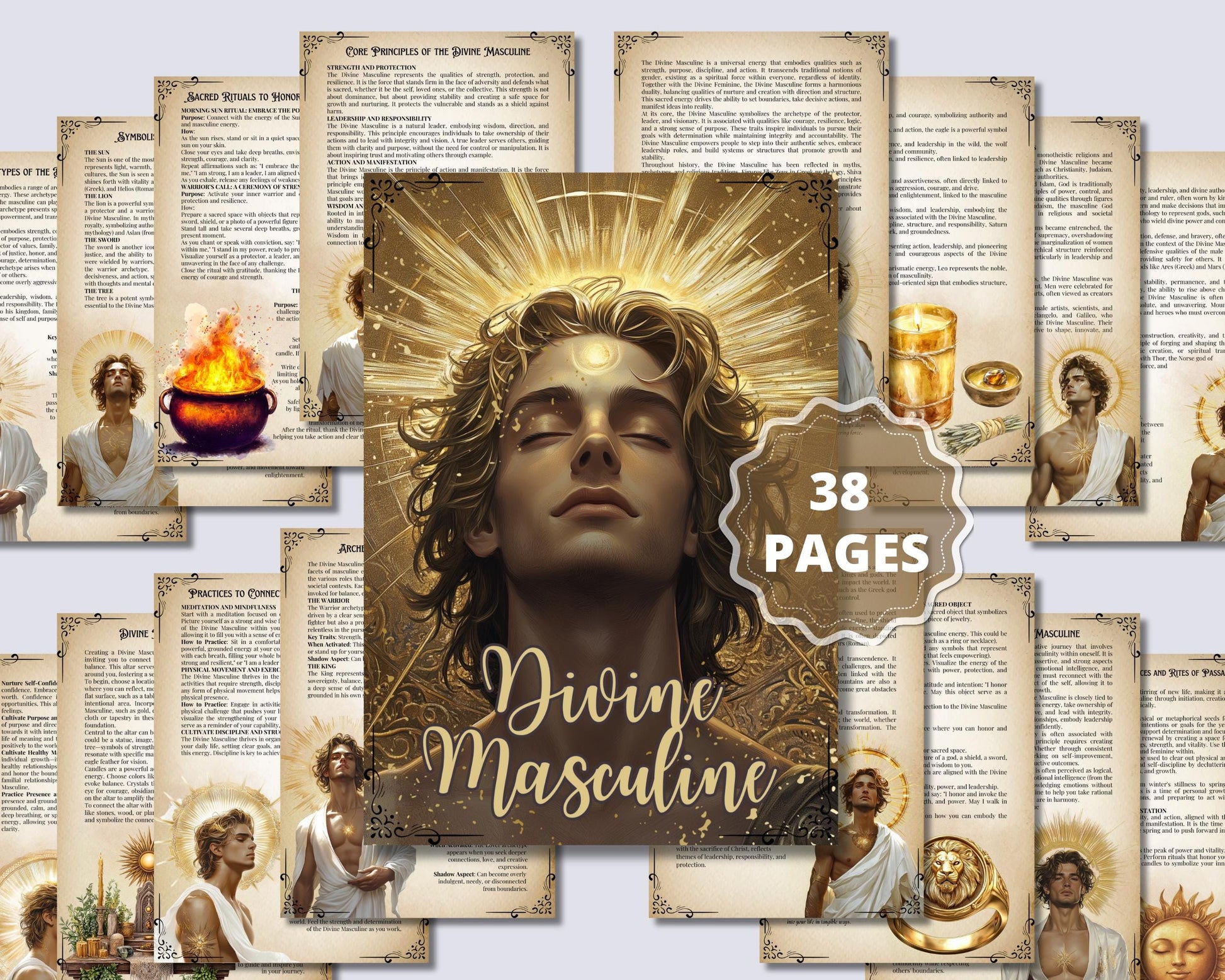Divine Masculine Bundle. Rituals, Correspondences, Affirmations, Shadow aspects prompts, and More! Printable
