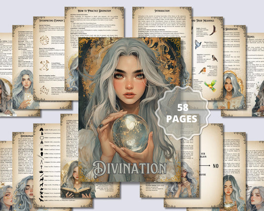 Divination Bundle. The Most Complete. Beautiful pages for your Grimoire or Book Of Shadows. Printable.