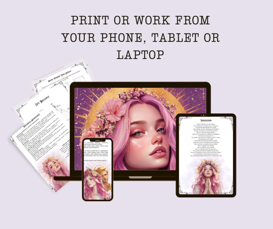 Divine Feminine Bundle. Rituals, Correspondences, Sacred Dance, Affirmations, Meditation, Shadow aspects prompts, and More! - Printable