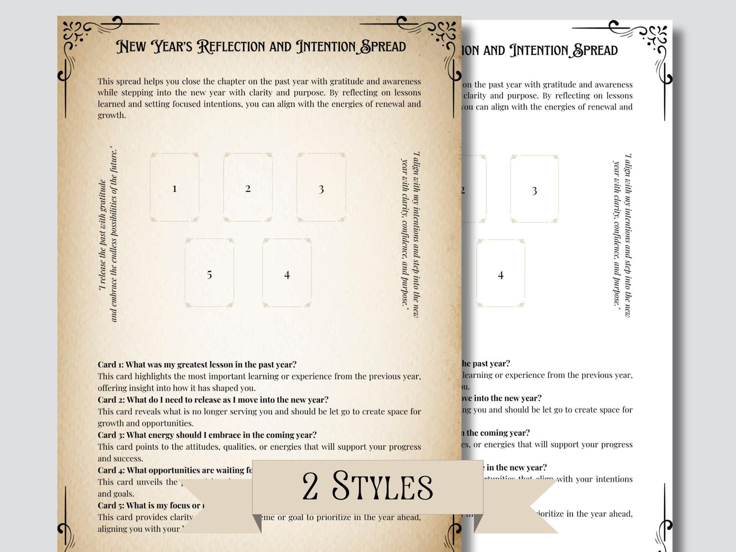 New Year Tarot Spreads Journal. 20 Tarot Spreads to guide your journey into the year ahead. Printable