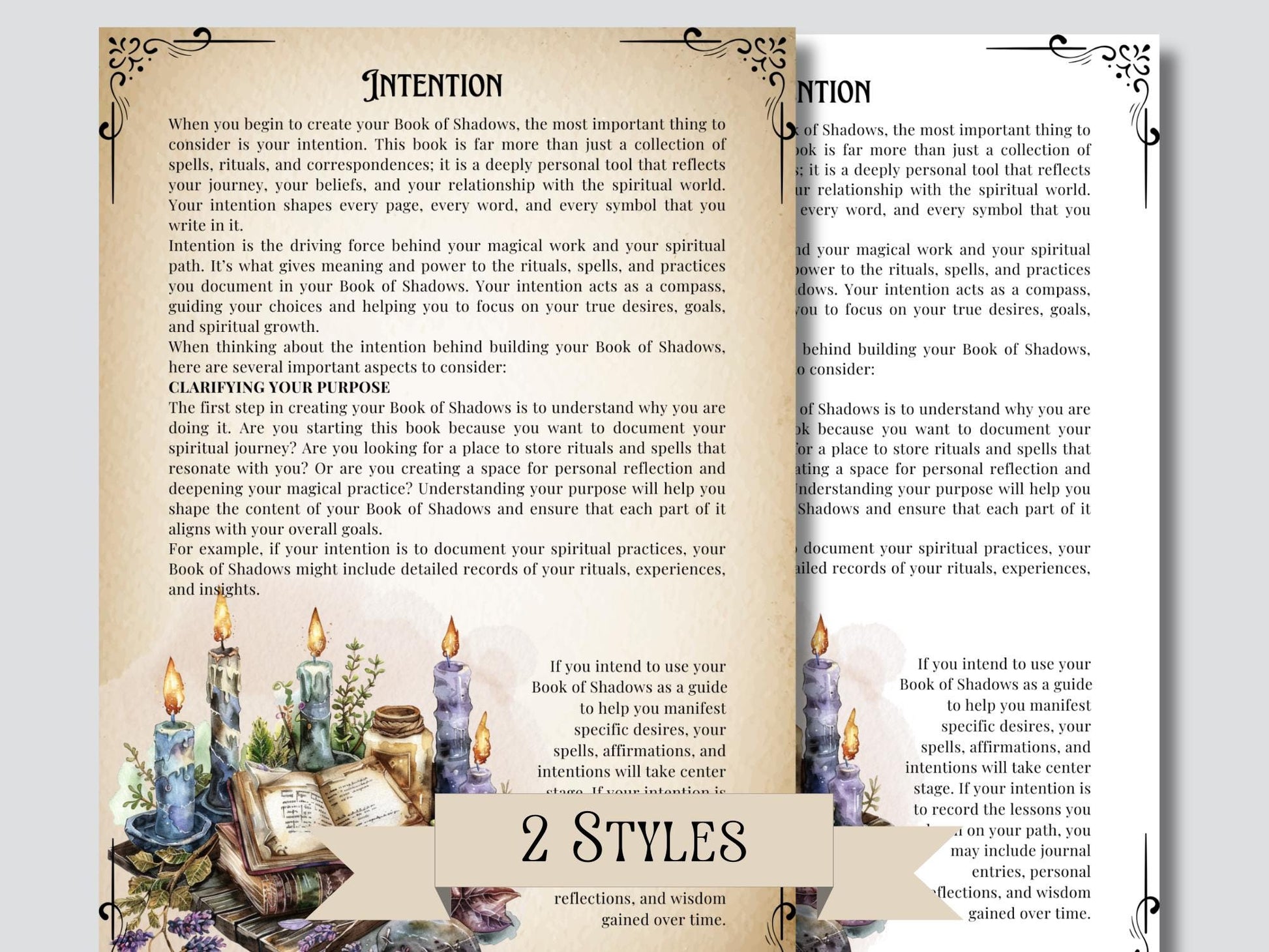 How to make a Book Of Shadows + BONUS (BOS dividers pages). Beautiful pages. Instant download.