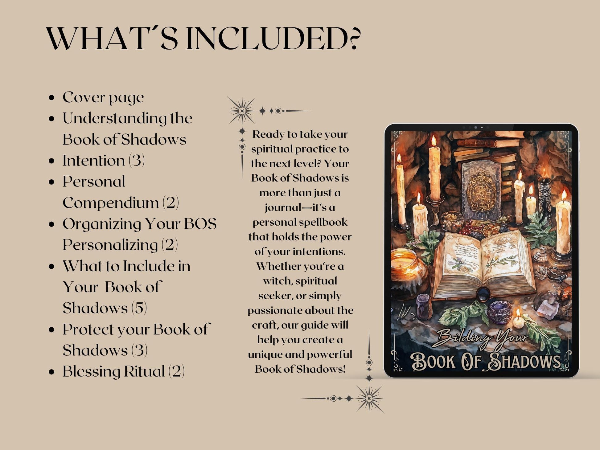 How to make a Book Of Shadows + BONUS (BOS dividers pages). Beautiful pages. Instant download.