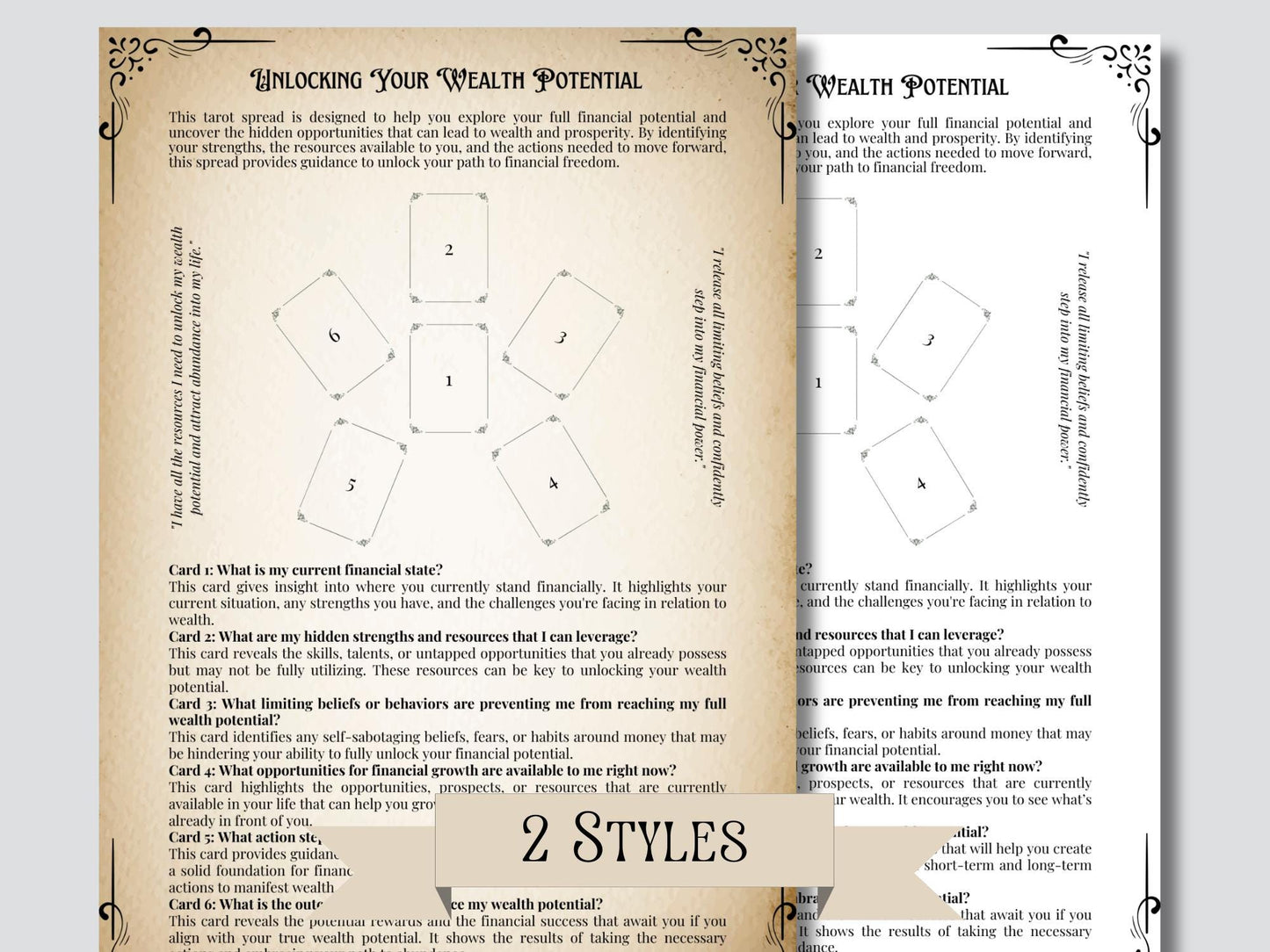 Money and Prosperity Tarot Spreads Journal. 20 Tarot Spreads to unlock your financial potential. Printable