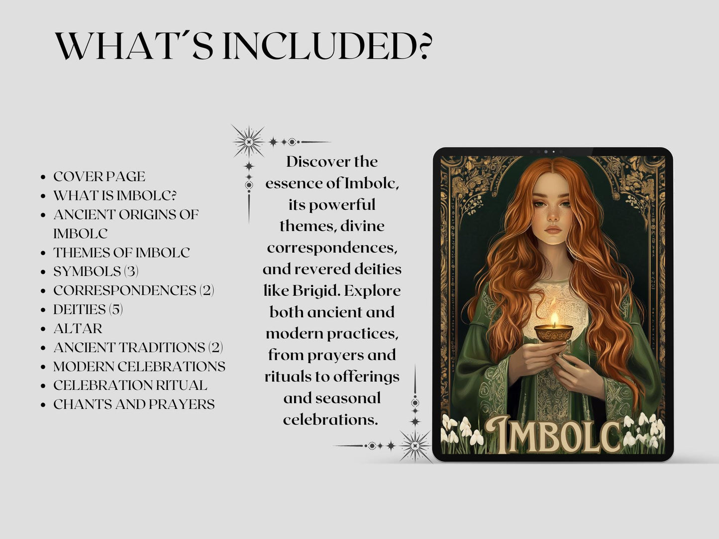 Imbolc. Beautiful pages for your Grimoire or Book Of Shadows. Printable. Imbolc Sabbat.