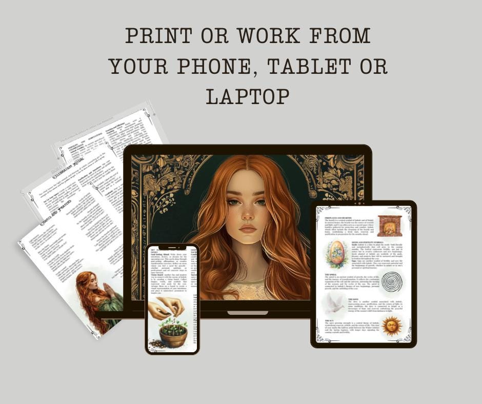 Imbolc. Beautiful pages for your Grimoire or Book Of Shadows. Printable. Imbolc Sabbat.