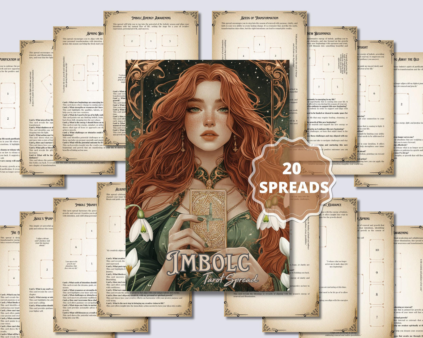 Imbolc Tarot Spread Journal. 20 Tarot Spreads to Embrace the Energy of the Sabbat. Printable